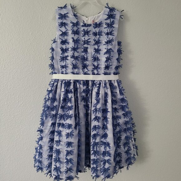 Halabaloo young girls blue and white sleeveless summer dress size 10 - Picture 3 of 11